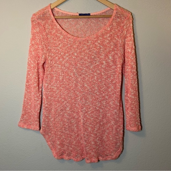 Women’s Cozy Top Size XS Open Knit Long Sleeve Peach Comfy Casual Stretch Lounge - Picture 2 of 15